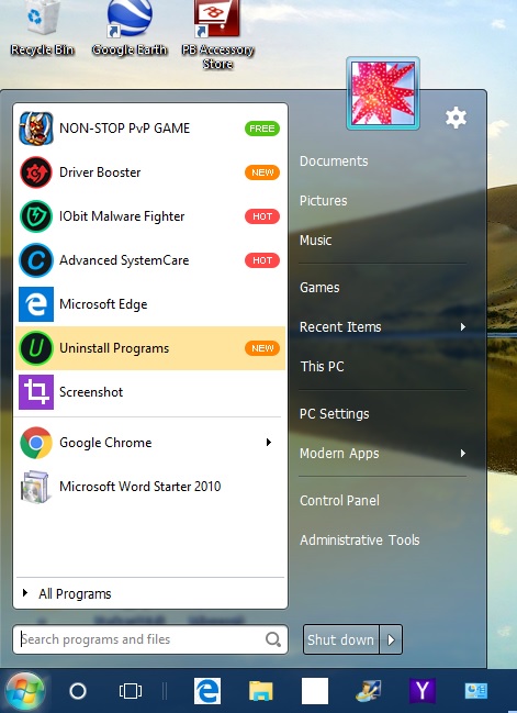 Start menu2