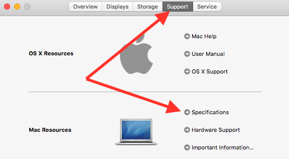 support specifications for Mac hardware