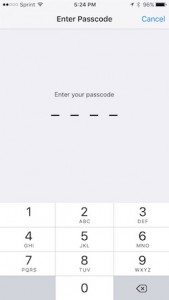 enter four digit iPhone passcode