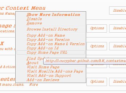 Context menu items - Mozilla