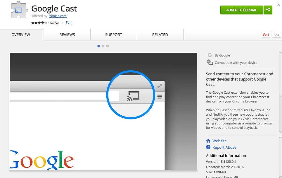Google cast Extension