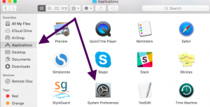 System Preferences in Finder on OS X