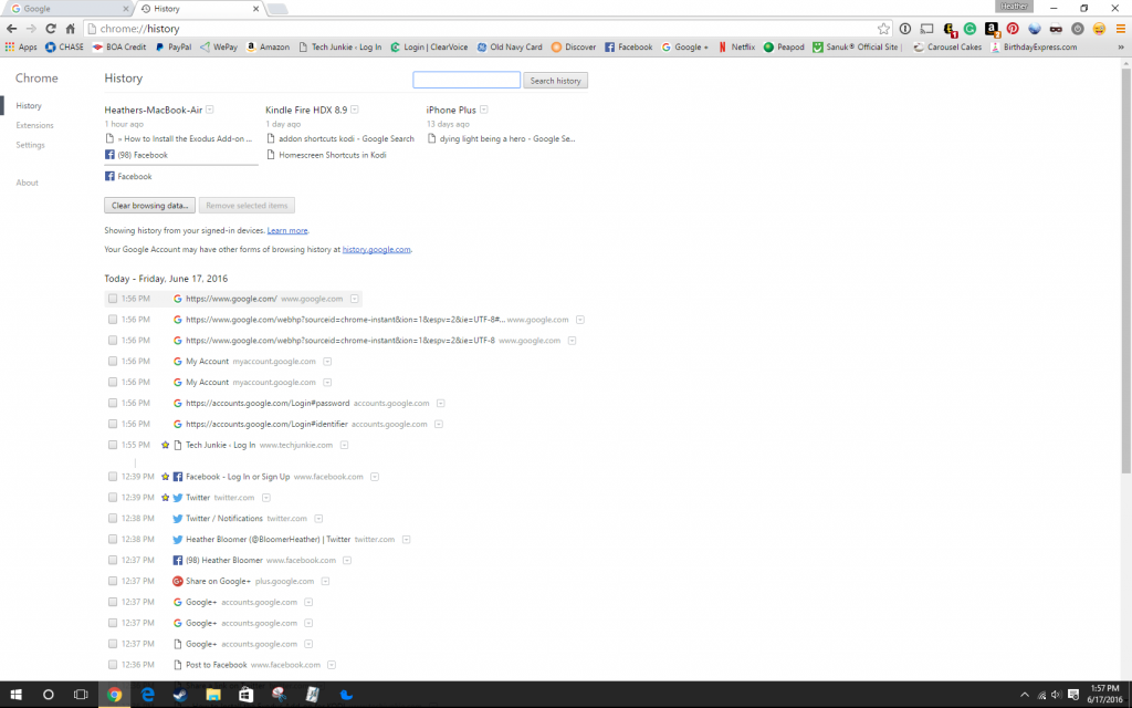 Chrome Clear history
