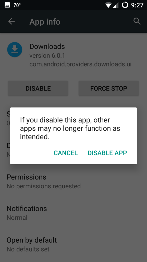 Disable app button