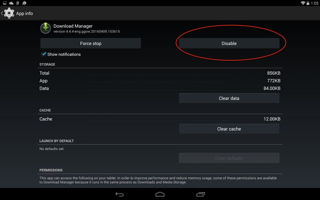 Download manager disable