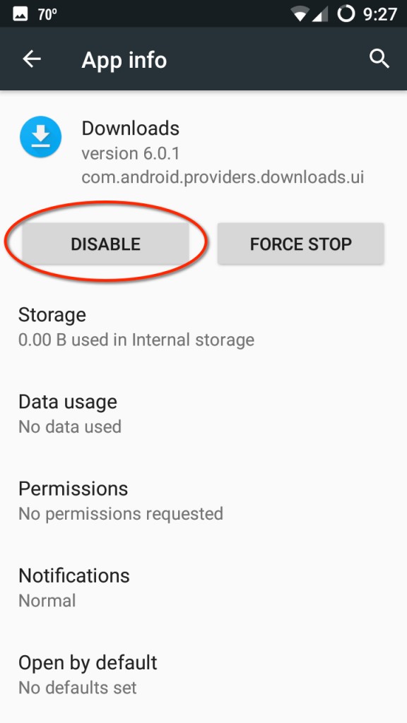 disable downloads M