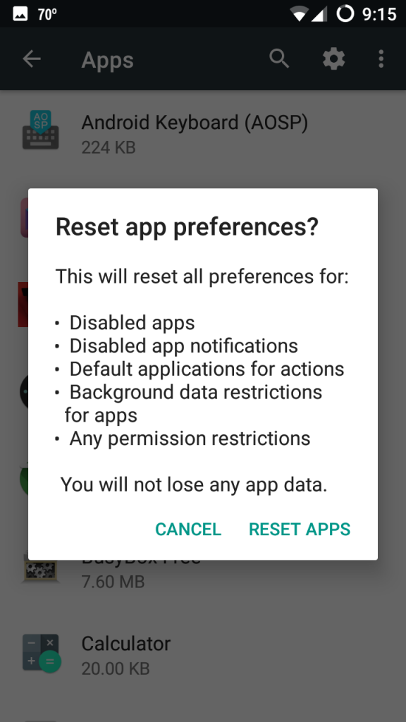 Marsh reset apps prefs