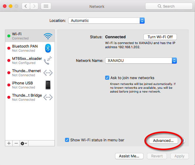 mac advanced settings wi-fi