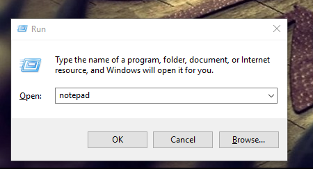 run notepad
