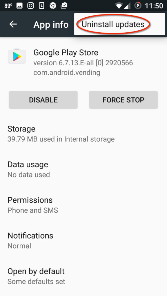 Google Play uninstall updates