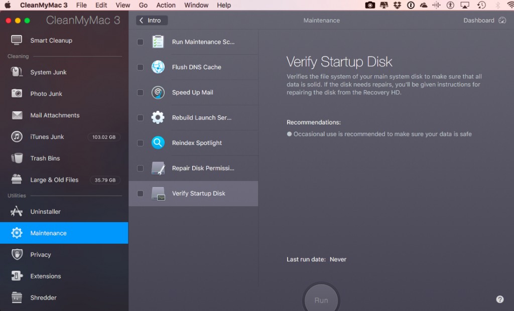 CleanMyMac 3 Maintenence