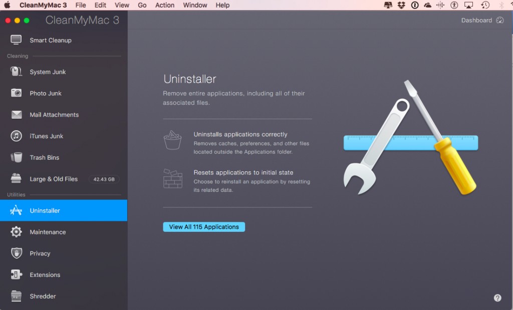 Uninstaller CleanMyMac 3