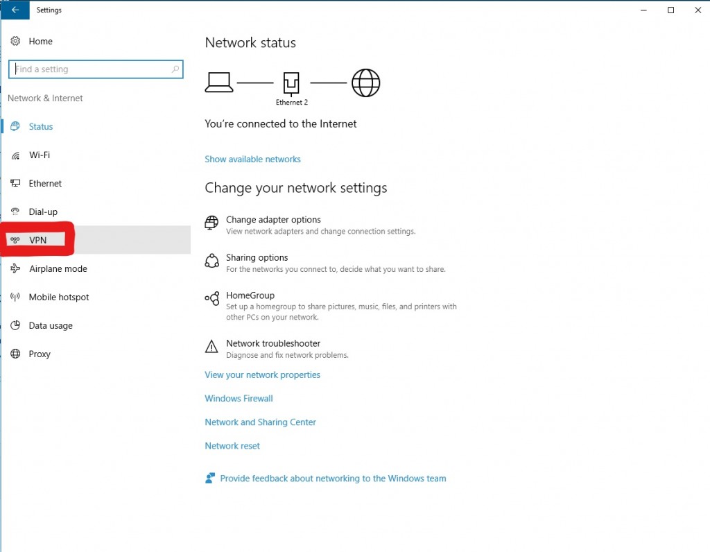 VPN panel