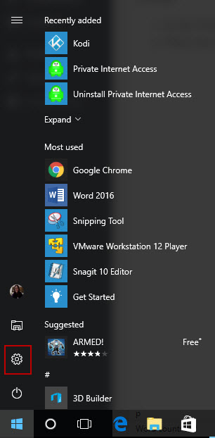 Windows 10 settings