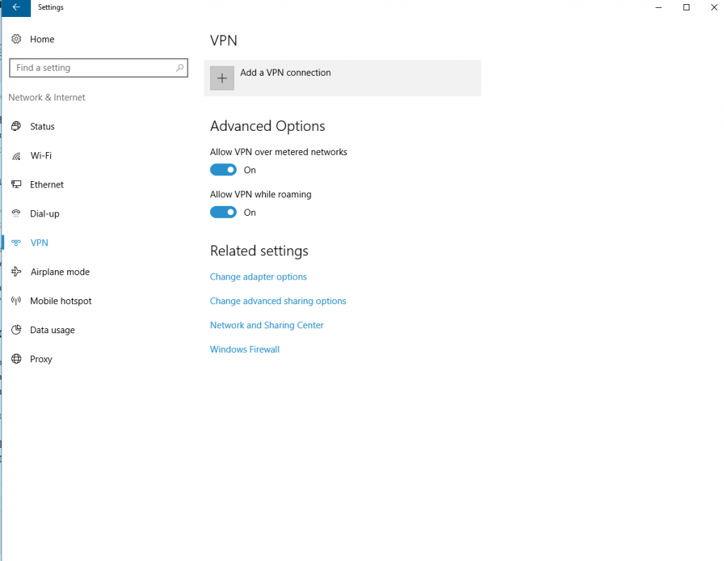 Add VPN Windows 10