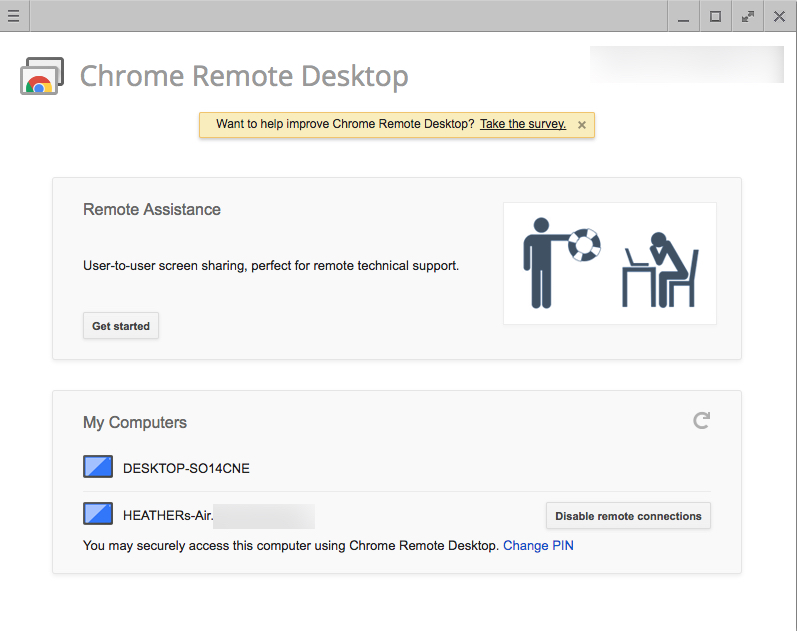 Chrome remote computers