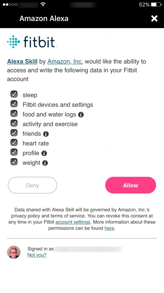 allow fitbit Alexa skill