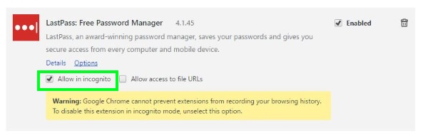 How to enable extensions in Chrome Incognito Mode2