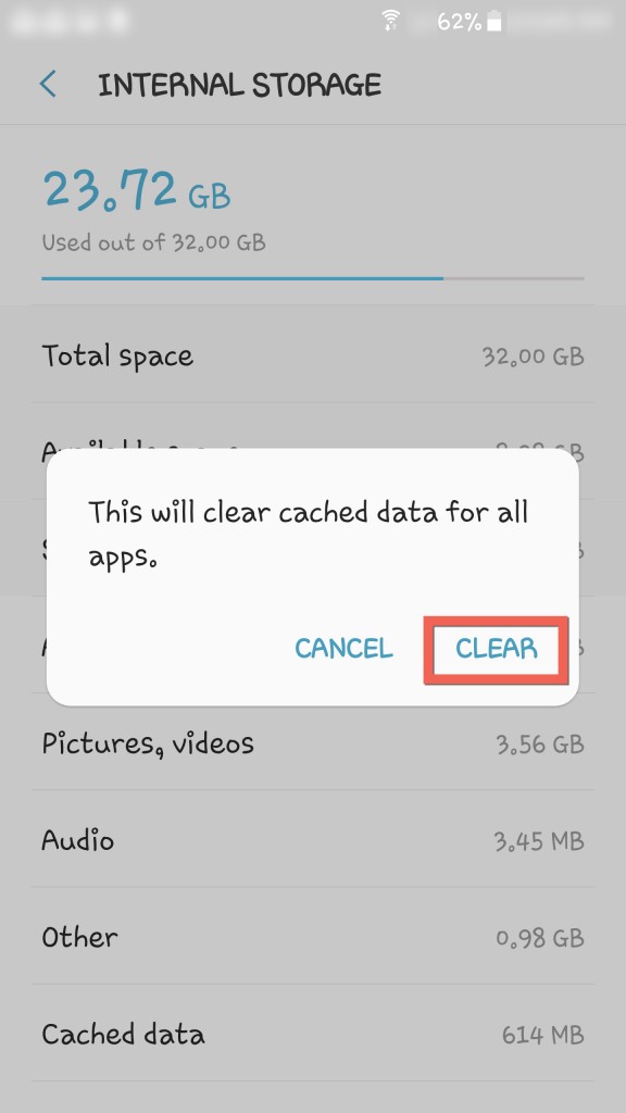 Clear All Cached Data Android