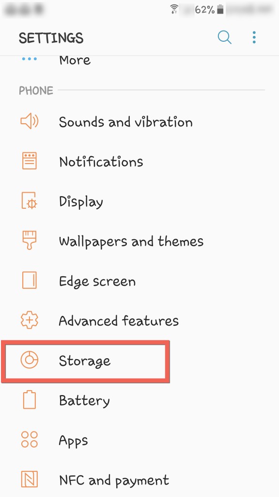 Settings Storage Android