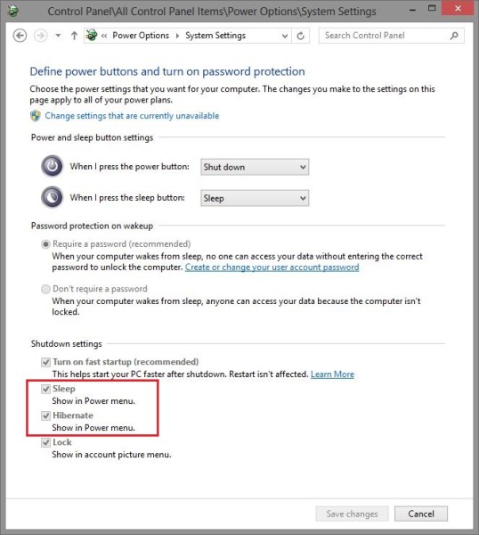 Enable Hibernation and Sleep Buttons Windows