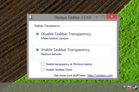 Transparent Taskbar Windows 8