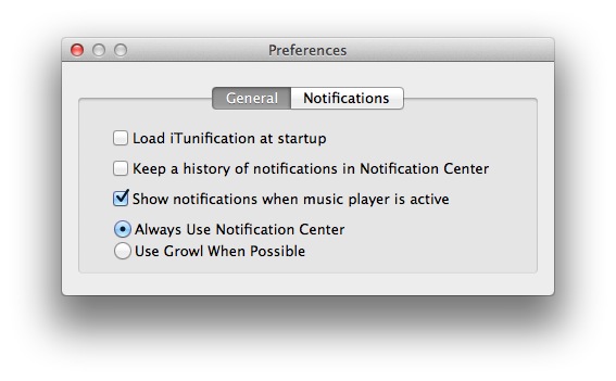 iTunification Preferences