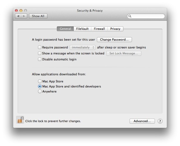Mac OS X Gatekeeper Settings