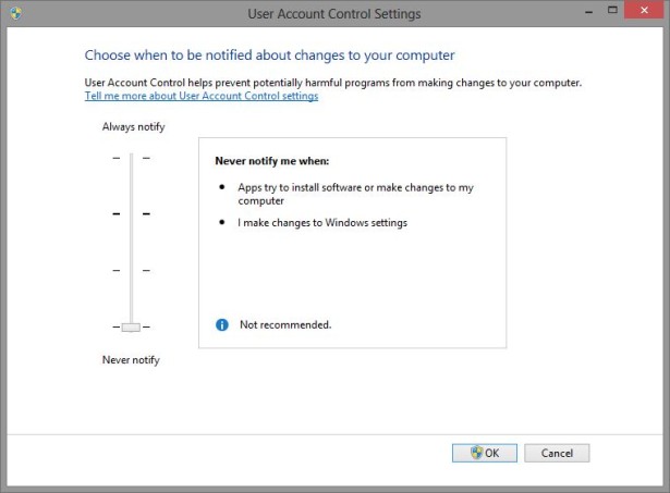 Windows 8 Disable UAC