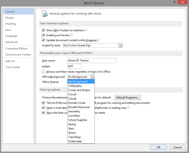 Office 2013 Change Background