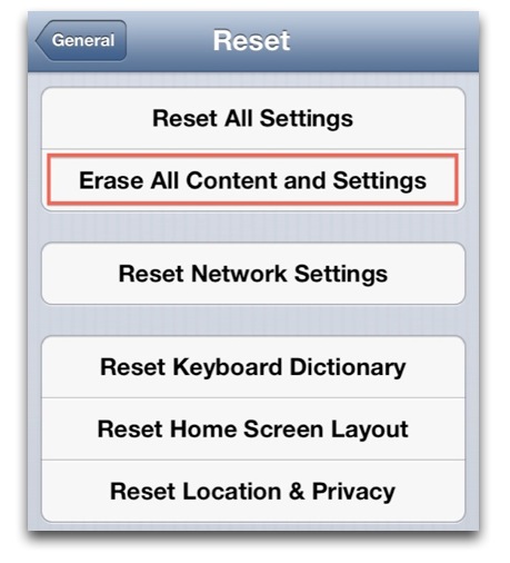 Erase Reset iPhone iPod iPad
