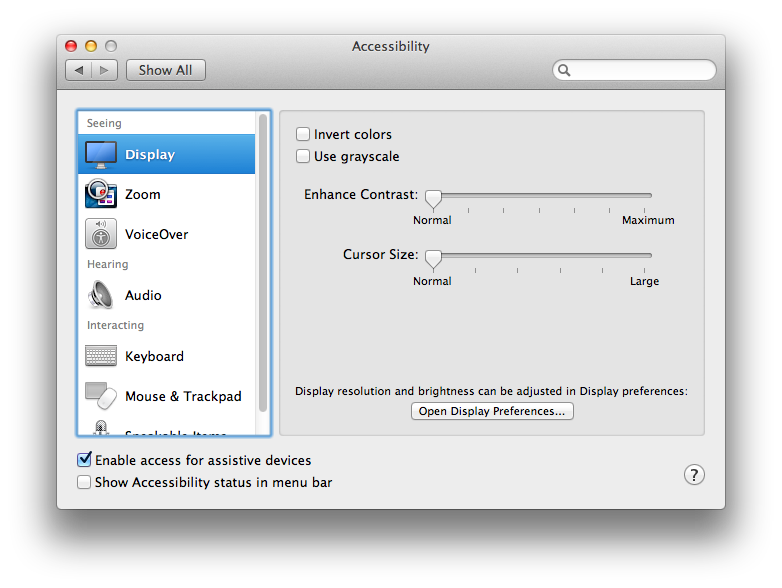 Enable Assistive Devices Mountain Lion