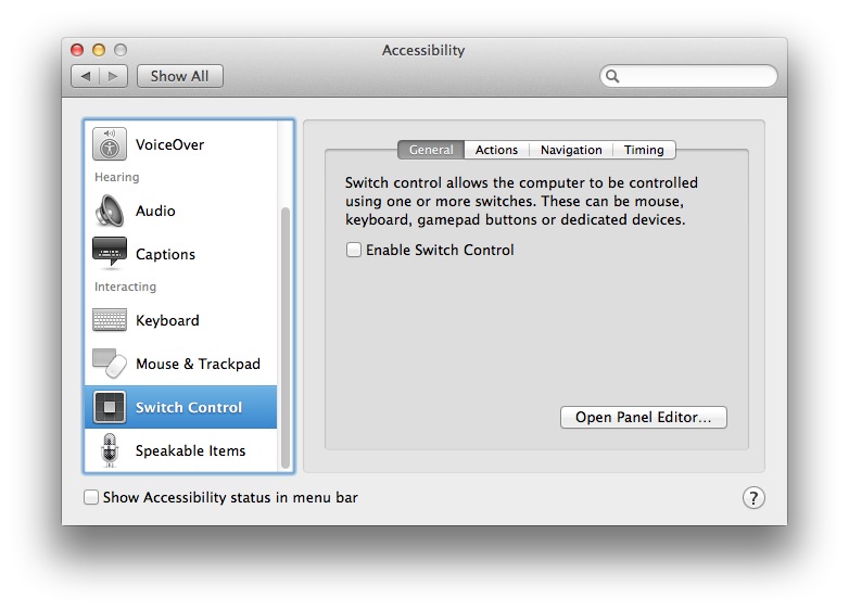 Enable Assistive Devices Mavericks