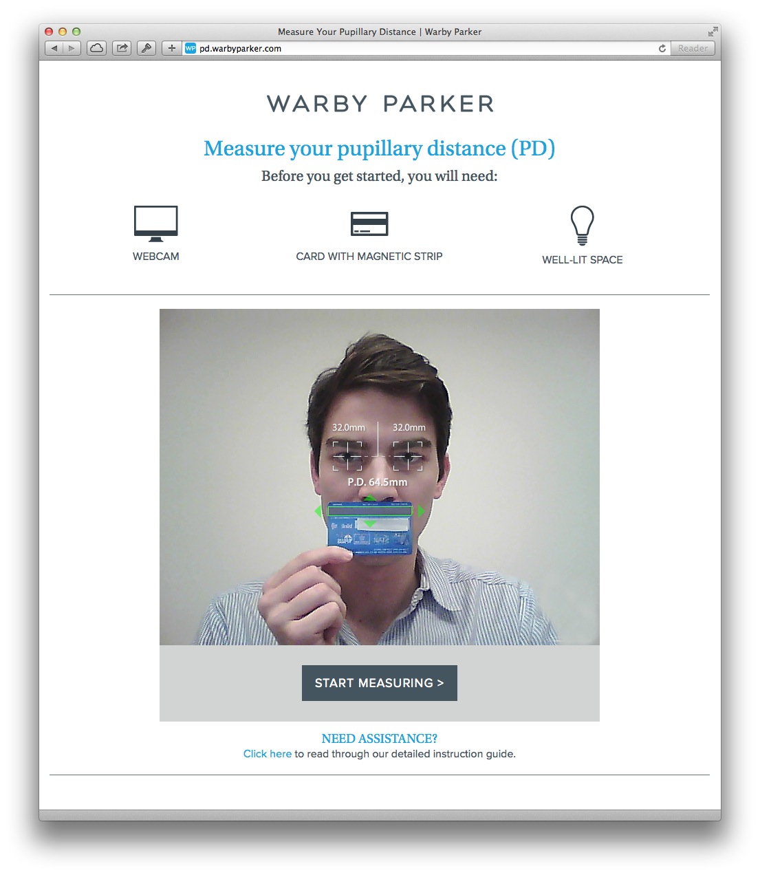 Warby Parker Review Pupillary Distance Measurement