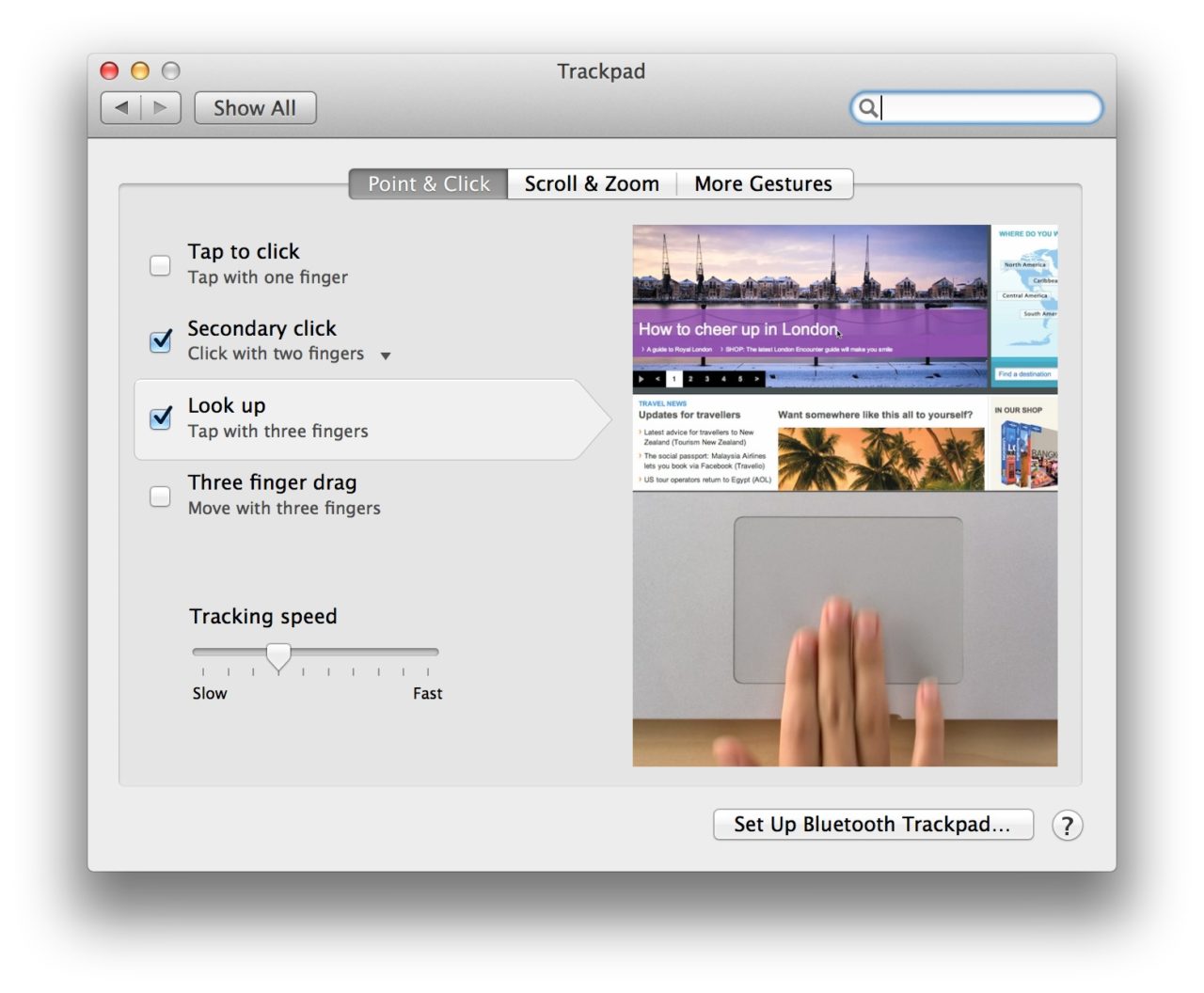 Quick Look OS X Trackpad System Preferences