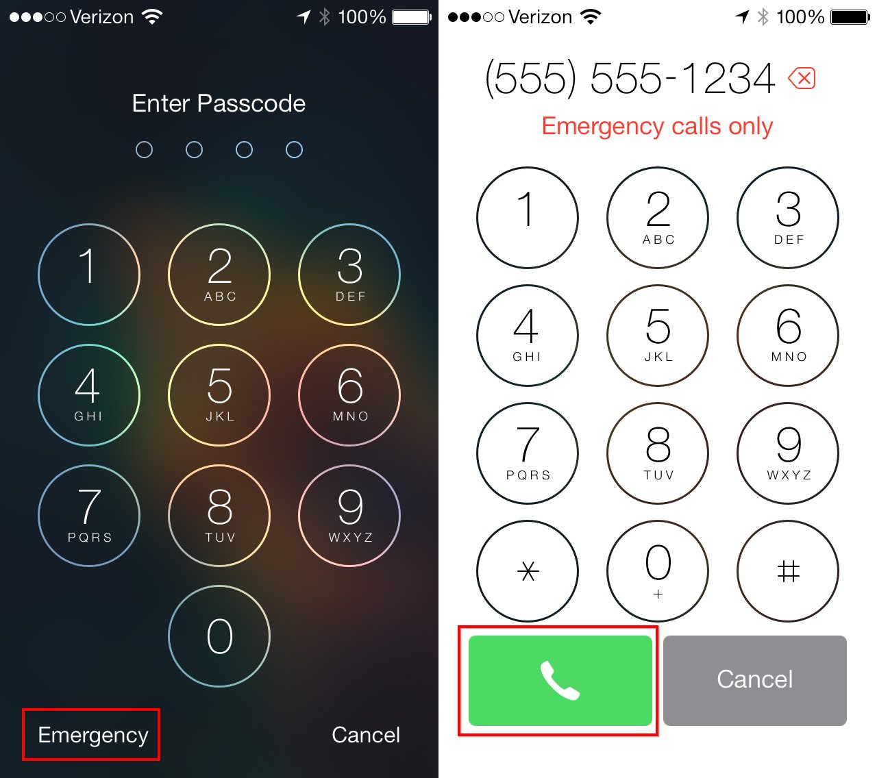 iOS 7 Emergency Call Bug