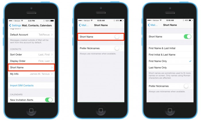 iOS 7 Disable Short Names