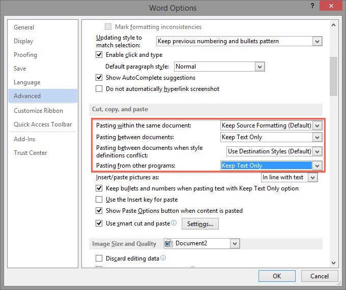 How to Paste Plain Text by Default in Microsoft Word 2013