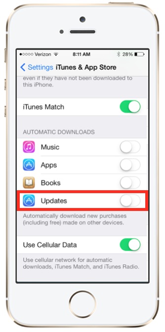 Enable Automatic App Updates iOS 7