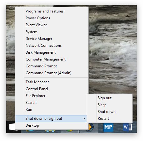 Windows 8 Power User Menu Hibernate