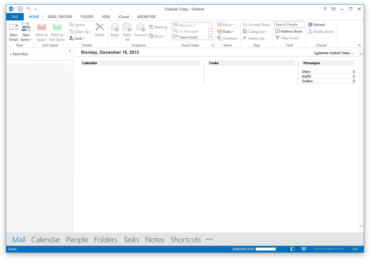 Outlook 2013 Navigation Bar