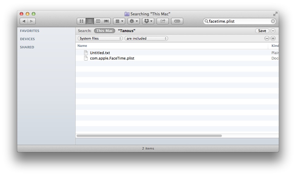 Mac OS X Finder Search System Files