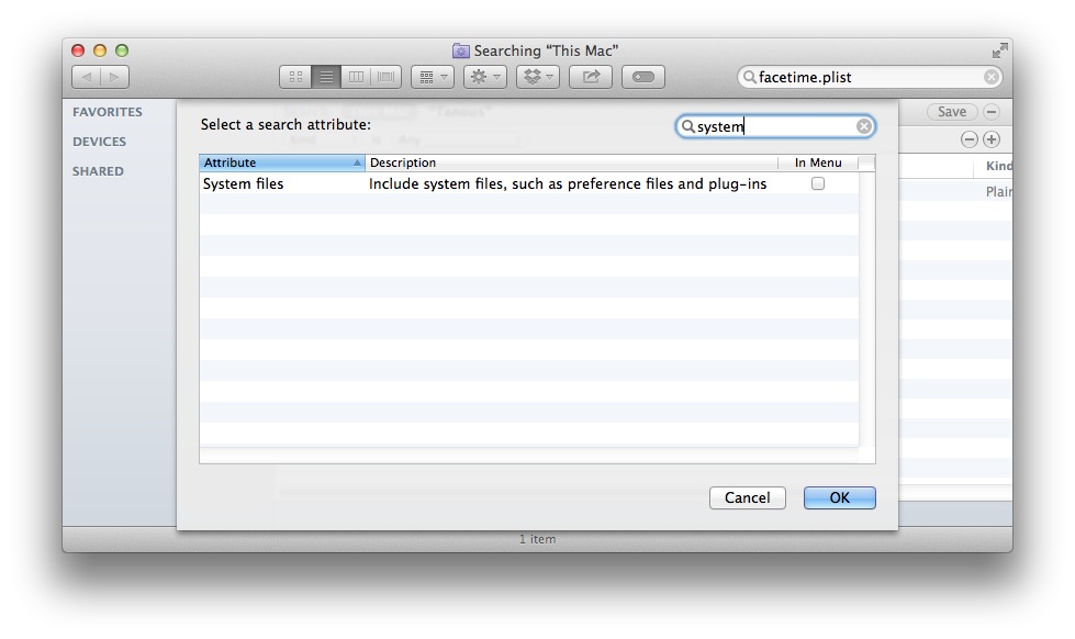 Mac OS X Finder Search System Files