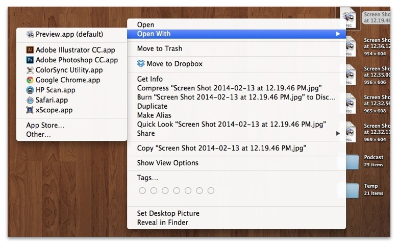 Rebuilt LaunchServices Entries in OS X Open With Menu