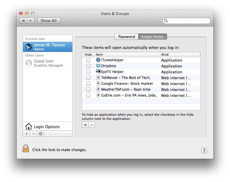 OS X System Preferences Login Items Webloc