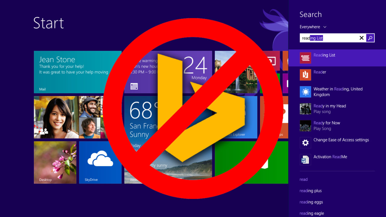 How to Disable Bing Web Results from Windows 8.1 Start Screen Search
