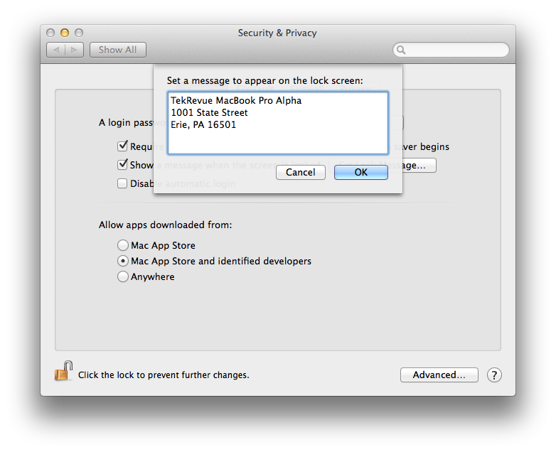 Mac Lock Screen Message Custom