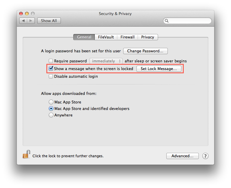 Mac Lock Screen Message System Preferences