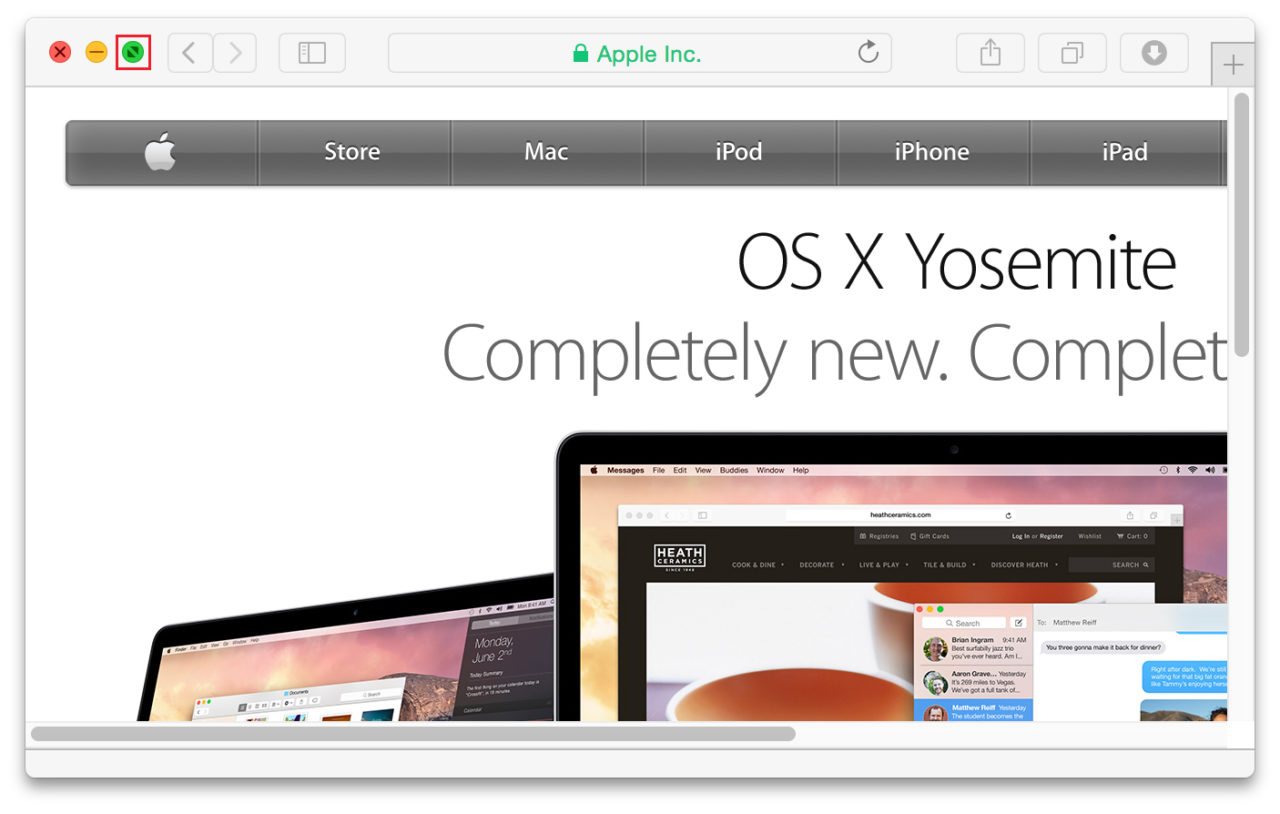 OS X Yosemite Zoom Button Full Screen