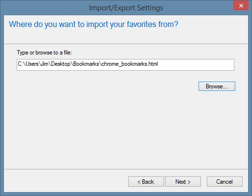 IE Import Bookmarks from File